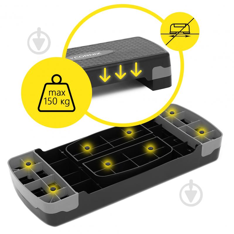 Степ-платформа Cornix 2-ступінчаста 68х28х10-15 см XR-0189 Black/Grey - фото 5 Степ-платформа Cornix 2-ступінчаста 68х28х10-15 см XR-0189 Black/Grey - фото 5