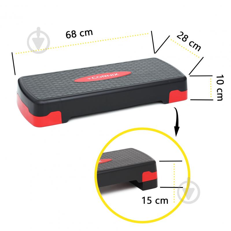 Степ-платформа Cornix 2-ступенчатая 68х28х10-15 см XR-0190 Black/Red - фото 10 Степ-платформа Cornix 2-ступенчатая 68х28х10-15 см XR-0190 Black/Red - фото 10