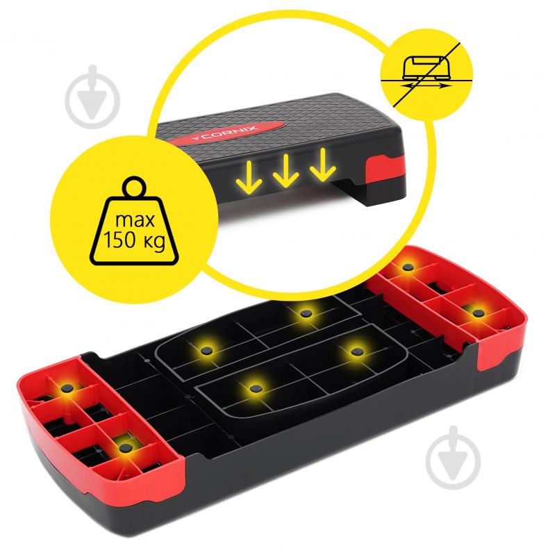 Степ-платформа Cornix 2-ступенчатая 68х28х10-15 см XR-0190 Black/Red - фото 9 Степ-платформа Cornix 2-ступенчатая 68х28х10-15 см XR-0190 Black/Red - фото 9