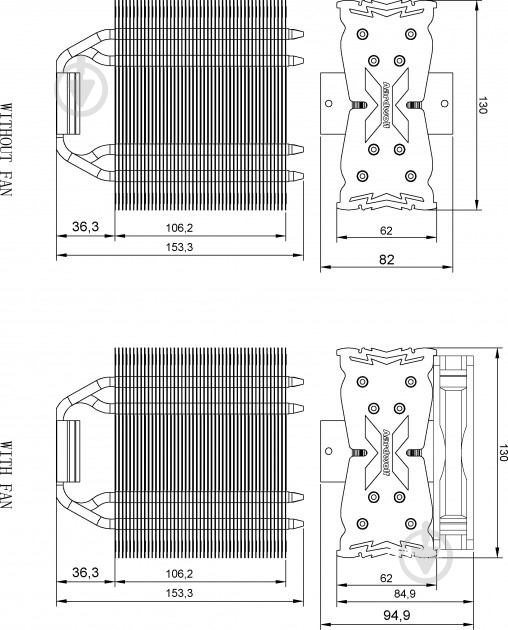 Процессорный кулер АARDWOLF Optima 10X (APF-10XOPT-120LED) - фото 6 Процессорный кулер АARDWOLF Optima 10X (APF-10XOPT-120LED) - фото 6