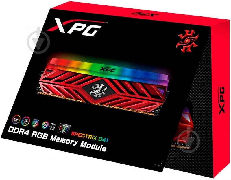 Оперативна пам'ять ADATA DDR4 SDRAM 8 GB (1x8GB) 3600 MHz (AX4U360038G17-SR41) XPG Spectrix D41 Red - фото 4