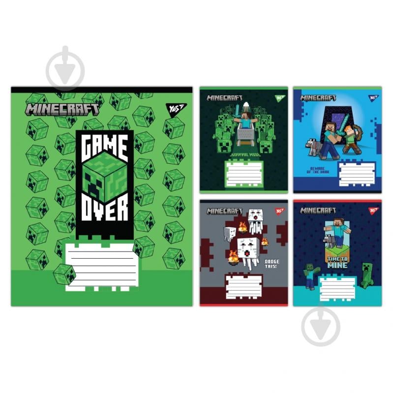 Набір шкільних зошитів Minecraft Walls 12 аркушів коса лінія 5 шт. YES - фото 1 Набір шкільних зошитів Minecraft Walls 12 аркушів коса лінія 5 шт. YES - фото 1