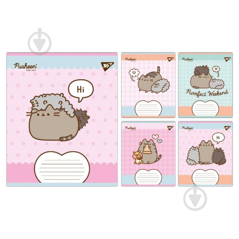 Набір шкільних зошитів Pusheen Weekend 12 аркушів коса лінія 5 шт. YES - фото 1 Набір шкільних зошитів Pusheen Weekend 12 аркушів коса лінія 5 шт. YES - фото 1