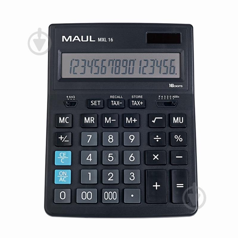 Калькулятор настільний 16 розрядів з обчисленням податків чорний MXL16 (7267890) Maul - фото 1