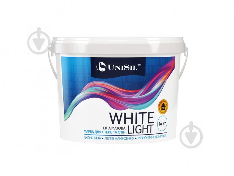 Краска интерьерная акриловая водоэмульсионная UniSil White Light мат белый 3,5 кг - фото 1