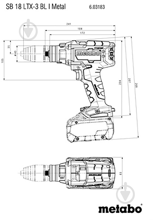 Шуруповерт ударний акумуляторний Metabo SB 18 LTX-3 BL I Metal (body) metaBOX 145 603183850 - фото 2