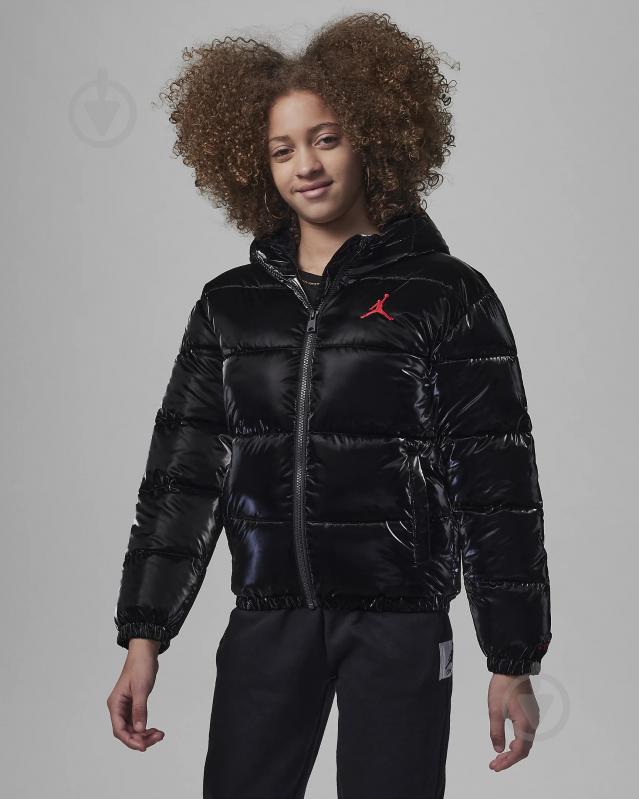 Пуховик для девочек демисезонный Nike JDG BOXY FIT PUFFER 45C483-023 р.XL черный - фото 1