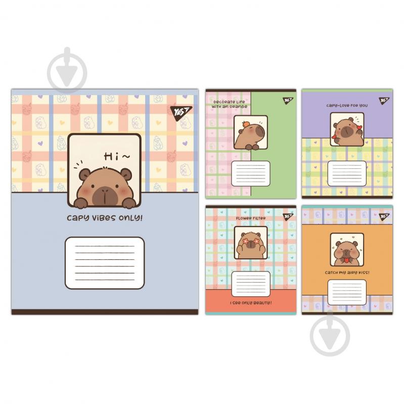 Набор школьных тетрадей Capy vibes 18 листов линия 5 шт. YES - фото 1