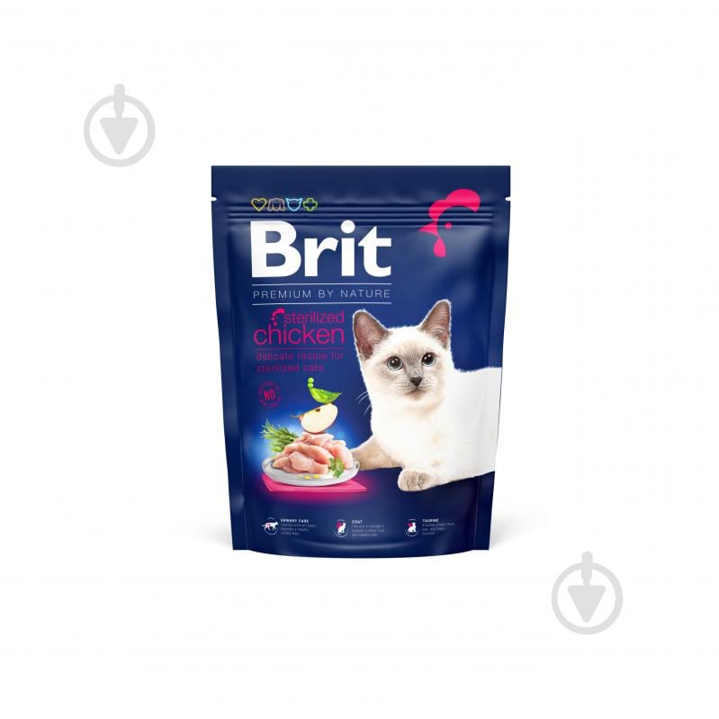 Корм для стерилізованих котів Brit Premium By Nature з куркою 300 г - фото 1