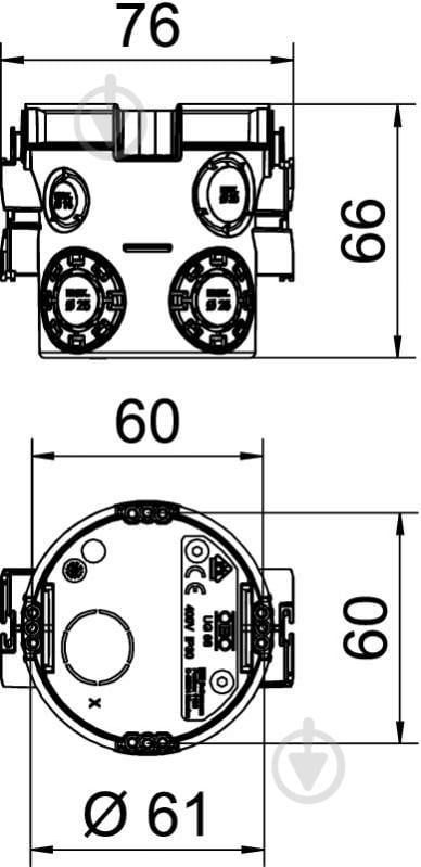 Коробка установча OBO Bettermann UG 66 для цегляної стіни 61х66 25 шт. поліпропілен 2003702 - фото 2