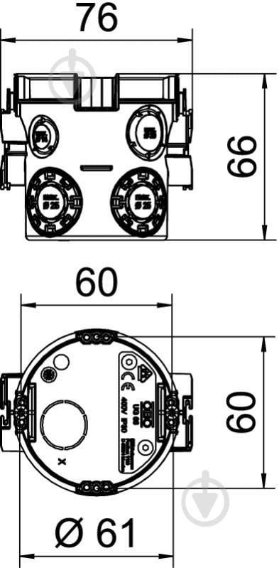 Коробка установча OBO Bettermann UG 66-GS для цегляної стіни 61х66 25 шт. поліпропілен 2003703 - фото 2