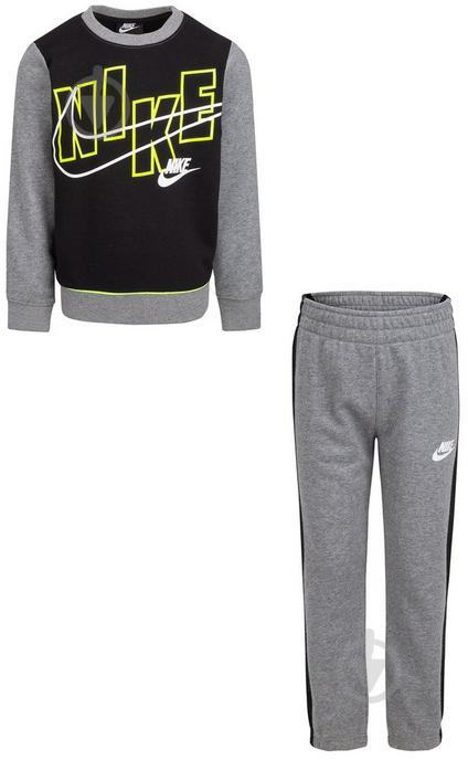 Спортивний костюм Nike COLOR BLOCK CREW N JOGGERS SET 86H470-GEH р.4 чорно-сірий - фото 1