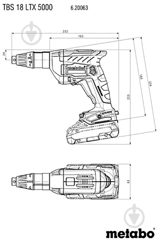 Шуруповерт аккумуляторный Metabo для гипсокартона TBS 18 LTX BL 5000 metaBOX 145 L 620063500 - фото 4
