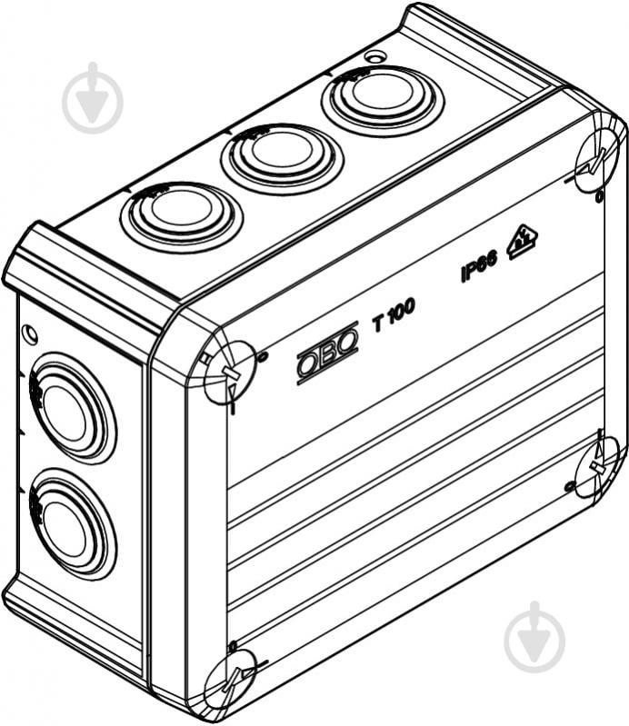 Коробка розподільча з кришкою OBO Bettermann Т-серії з кабельними вводами 150х116х67 поліпропілен 2007077 - фото 3