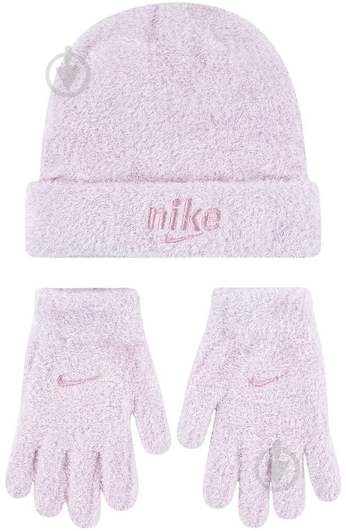 Комплект шапка+рукавички Nike COZY BEANIE AND GLOVE SET 9A3046-A9Y р.one size рожевий - фото 1