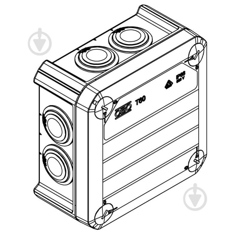 Коробка розподільча з кришкою OBO Bettermann Т-серії 114х114х57 5 шт. самозатухаючий ПВХ 2007061 - фото 3