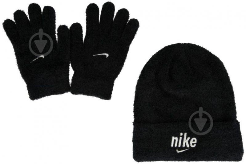 Комплект шапка+перчатки Nike COZY BEANIE AND GLOVE SET 9A3046-023 р.one size черный - фото 1