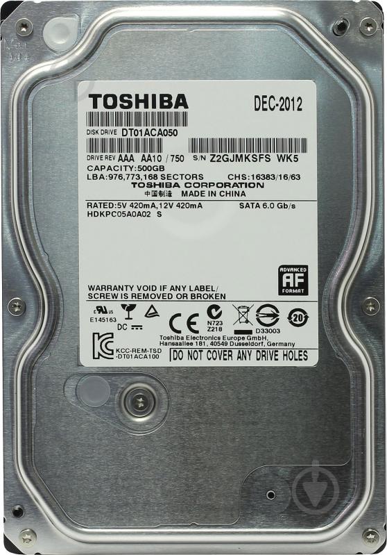 Жорсткий диск TOSHIBA 500 ГБ 3,5" SATA III (TSH_DT01ACA050) - фото 1