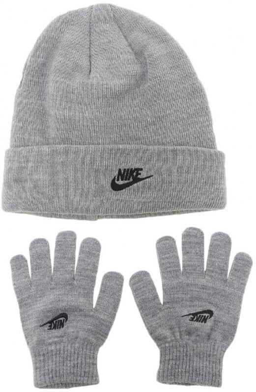 Комплект шапка+перчатки Nike CLUB BEANIE/GLOVE SET 9A2961-042 р.one size серый - фото 1