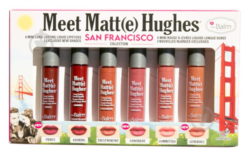 Набір рідких помад theBalm Meet Matt(e) Hughes Meet Matte Mini Kit San Francisco Collection 6 x 7,2 мл - фото 1