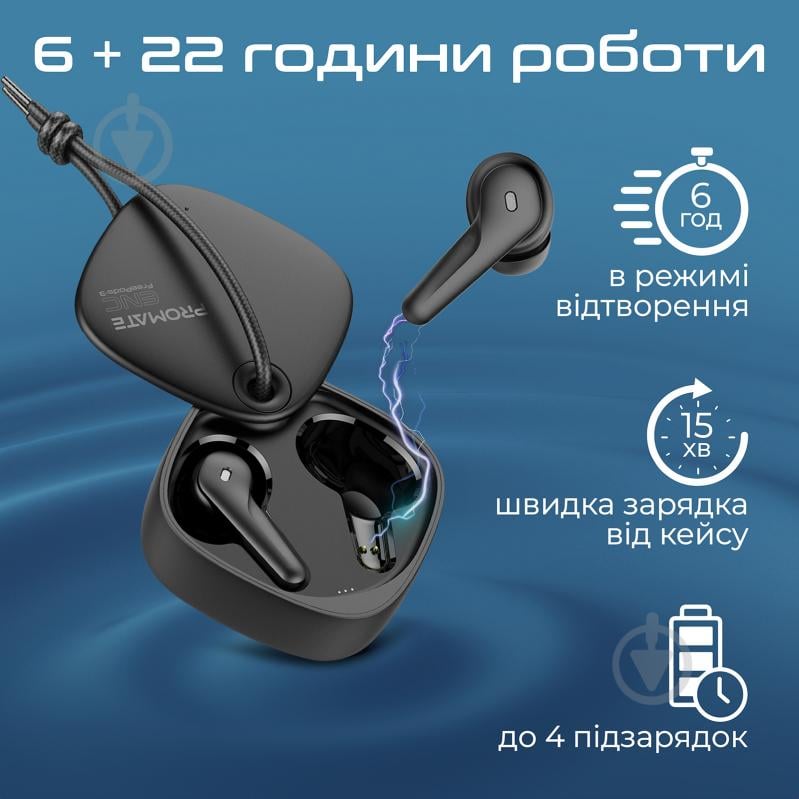 Наушники Promate black (freepods-3.black) - фото 5