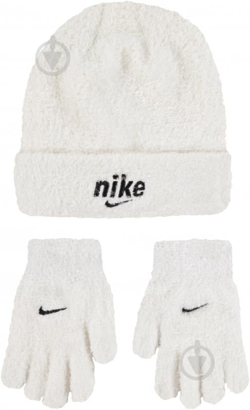 Комплект шапка+перчатки Nike COZY BEANIE AND GLOVE SET 8A3046-782 белый - фото 1