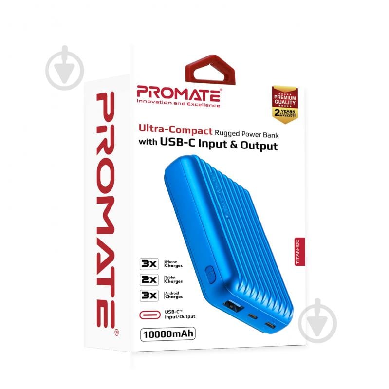 Повербанк Promate 10000 mAh (titan-10c.blue) - фото 7