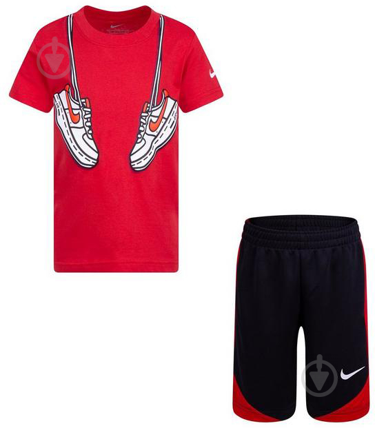 Спортивний костюм Nike TUNIC TOP AND BIKER SHORTS SET 86H360-023 червоно-чорний - фото 1