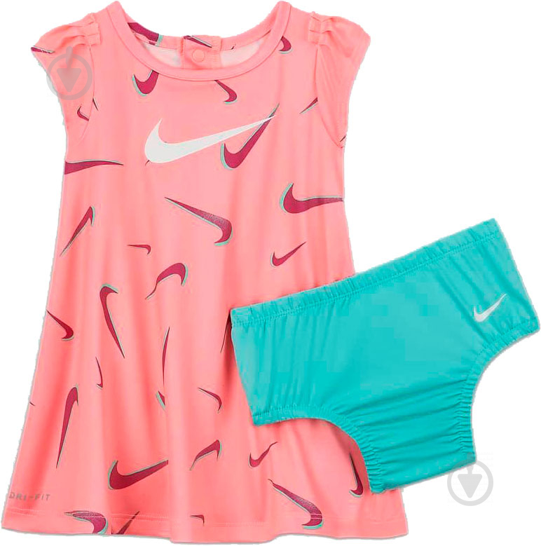 Сукня Nike DRI-FIT PRINTED DRESS 06H331-A0G р.0-3M рожевий із бірюзовим - фото 1