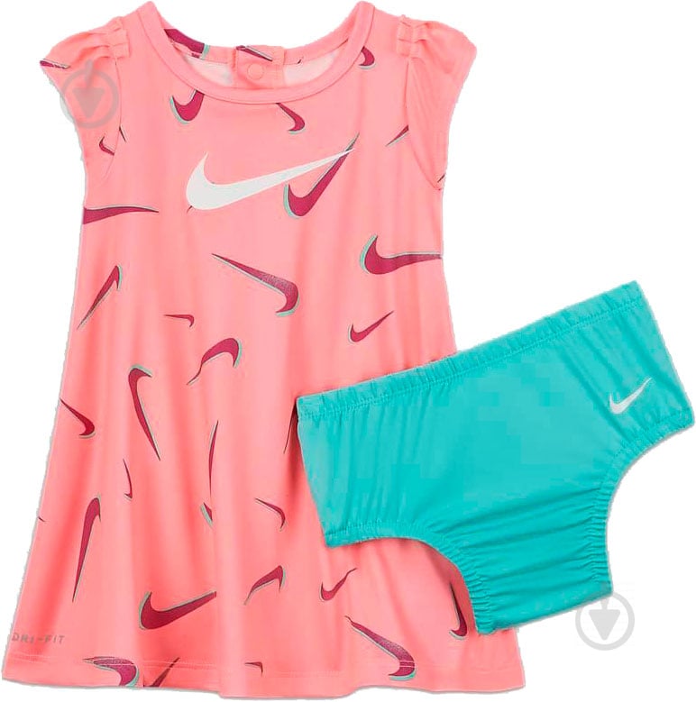 Платье Nike DRI-FIT PRINTED DRESS 06H331-A0G р.3M розовый с бирюзовым - фото 1