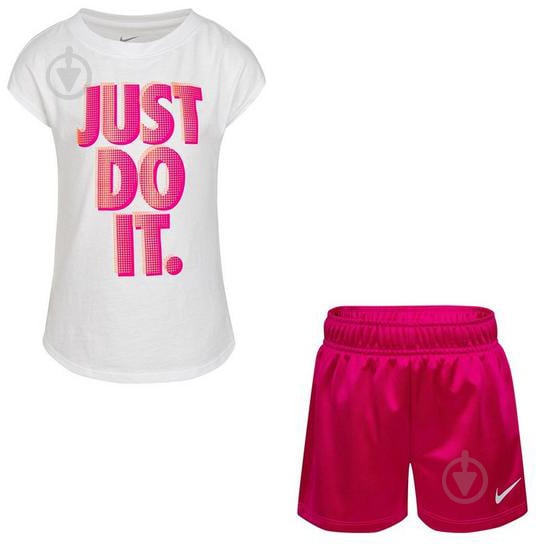 Спортивний костюм Nike GRAPHIC T-SHIRT AND SHORTS SET 36H504-A0I білий із бузковим - фото 1