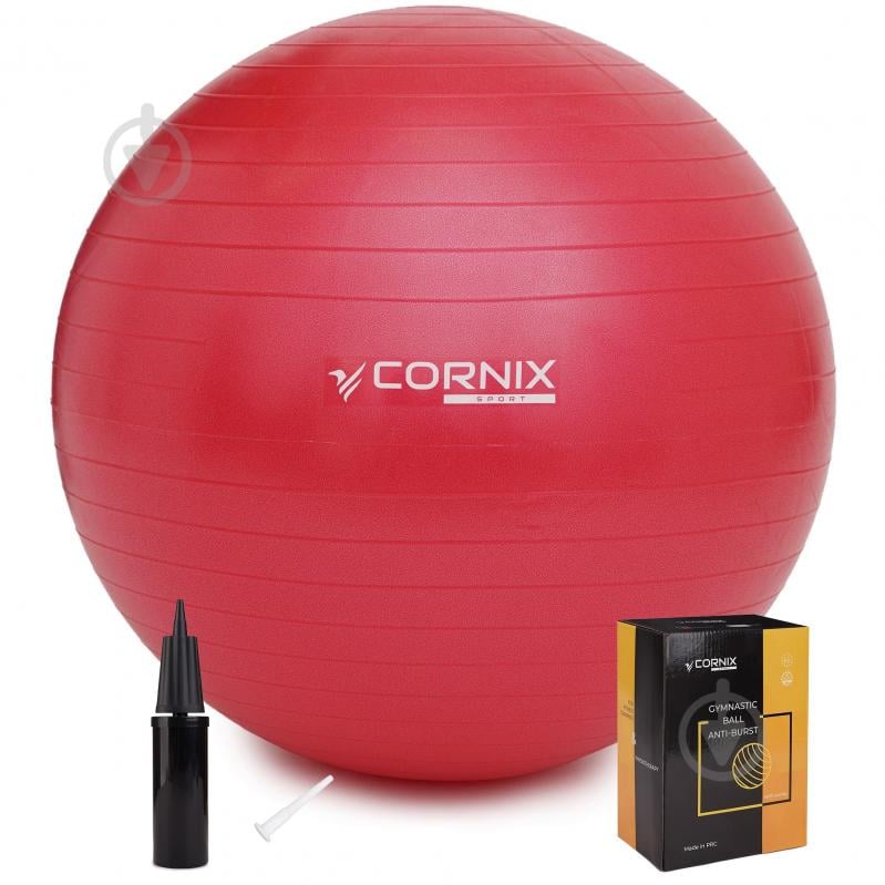М'яч для фітнесу Cornix Anti-Burst Red d65 см XR-0019 - фото 1 М'яч для фітнесу Cornix Anti-Burst Red d65 см XR-0019 - фото 1