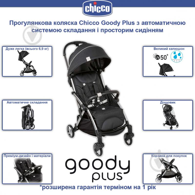 Коляска прогулочная Chicco Goody Plus Stroller black 79877.21 - фото 7