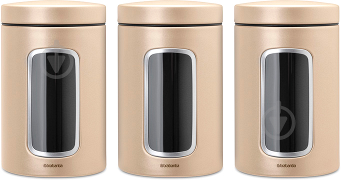 Набор банок для сыпучих Window Canister 1,4 л 3 шт. шампань Brabantia - фото 1