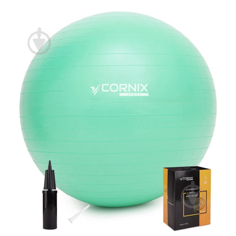 М'яч для фітнесу Cornix Anti-Burst Mint d85 см XR-0369 - фото 1 М'яч для фітнесу Cornix Anti-Burst Mint d85 см XR-0369 - фото 1
