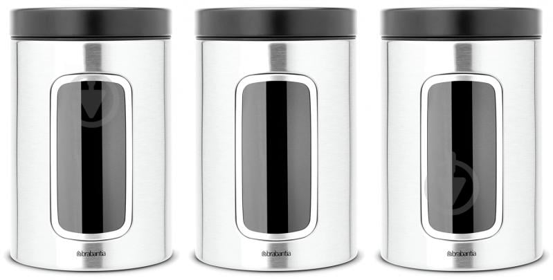 Набор банок для сыпучих Window Canister 1,4 л 3 шт. платина Brabantia - фото 1