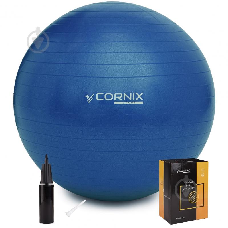 М'яч для фітнесу Cornix Anti-Burst Blue d85 см XR-0249 - фото 1 М'яч для фітнесу Cornix Anti-Burst Blue d85 см XR-0249 - фото 1