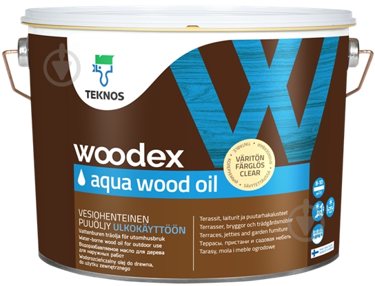 Масло для древесины TEKNOS Woodex AQUA Wood Oil 9 л - фото 1