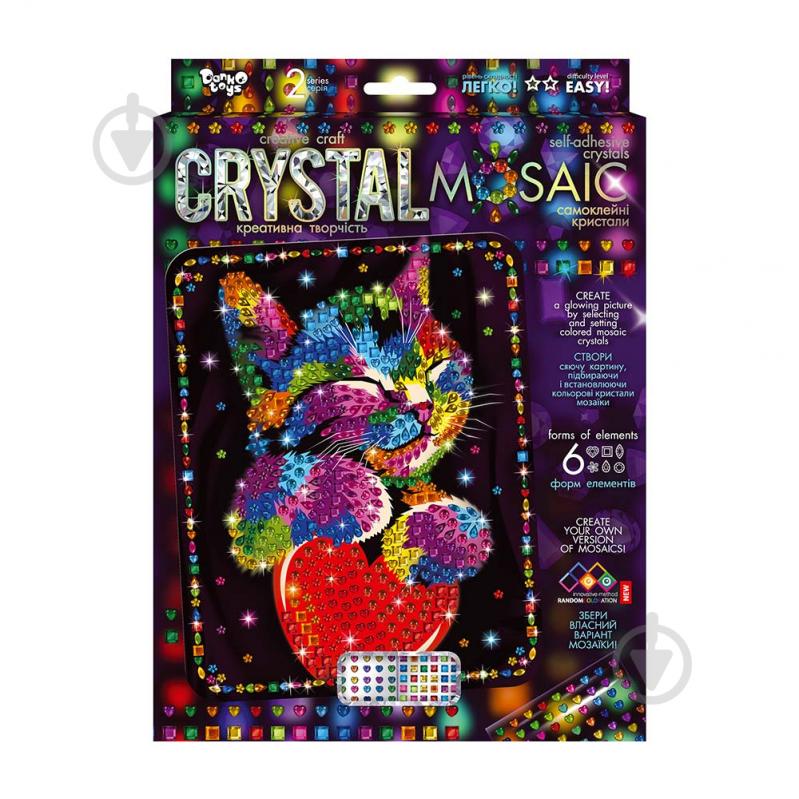 Набор для занятий мозаикой Danko Toys Crystal Mosaic с.2 №2 котенок с сердцем CRM-02-02 - фото 1