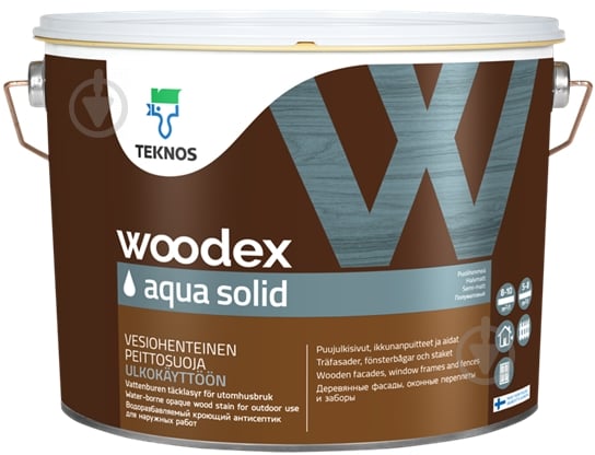 Антисептик TEKNOS Woodex AQUA Solid база 1 белый полумат 0,9 л - фото 1