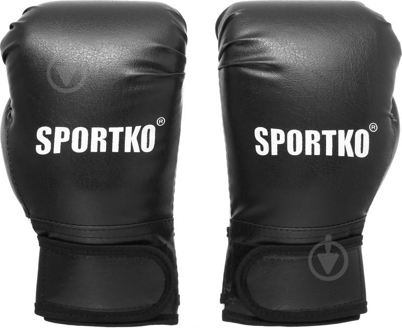 Боксерские перчатки SPORTKO 3010 10oz черный с белым - фото 2