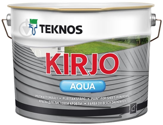 Краска для крыш акрилатная TEKNOS KIRJO AQUA база 1 для листовой кровли мат белый 2,7 л - фото 1