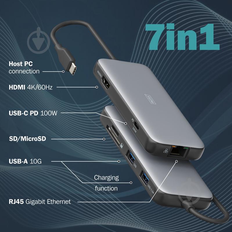 Док-станция Digitus 8-in-1 grey (DA-70914) - фото 7