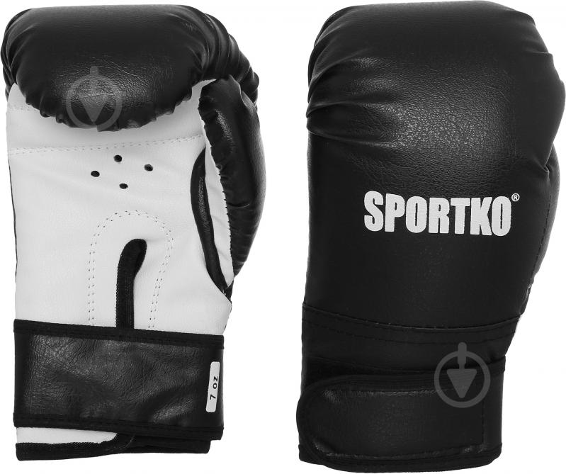 Боксерские перчатки SPORTKO 3007 7oz черный с белым - фото 1