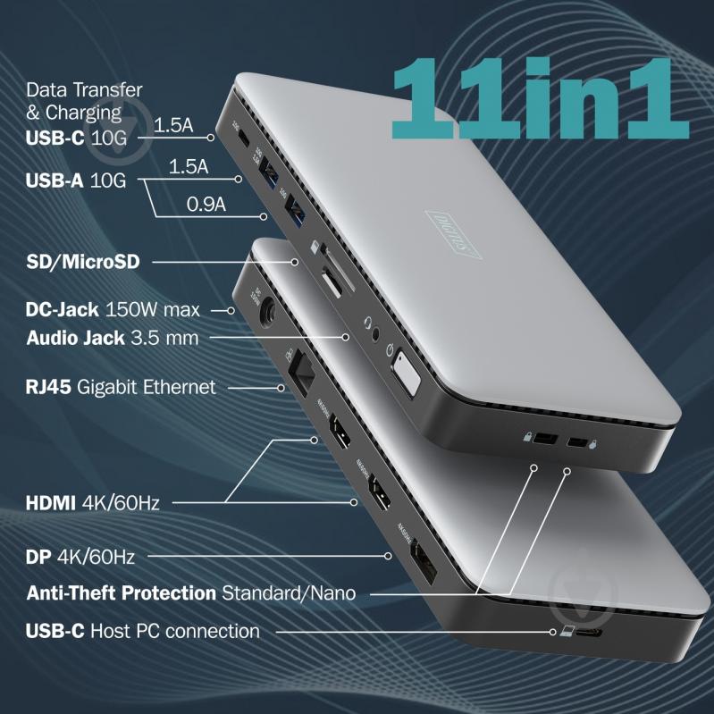 Док-станция Digitus USB-C 11 Port grey (DA-70917) - фото 5