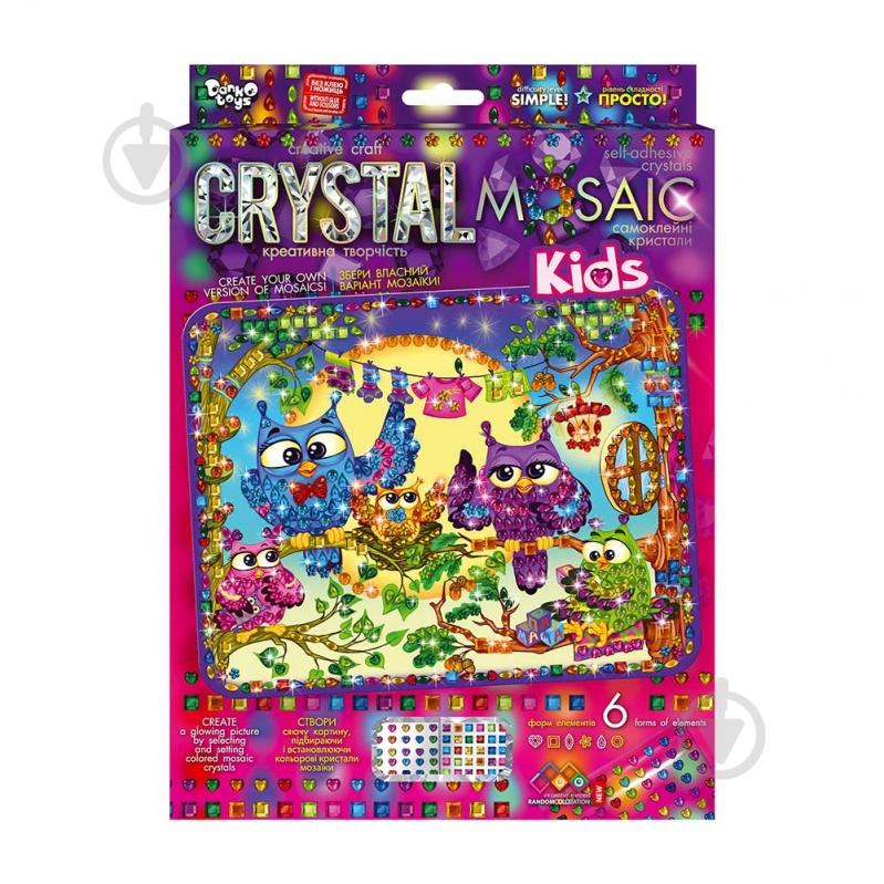 Набор для занятий мозаикой Danko Toys Crystal Mosaic Kids №10 совы семья CRMk-01-10 - фото 1