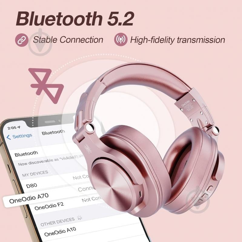 Bluetooth-гарнитура Oneodio Fusion (A70 Rose Gold) - фото 5 Bluetooth-гарнитура Oneodio Fusion (A70 Rose Gold) - фото 5