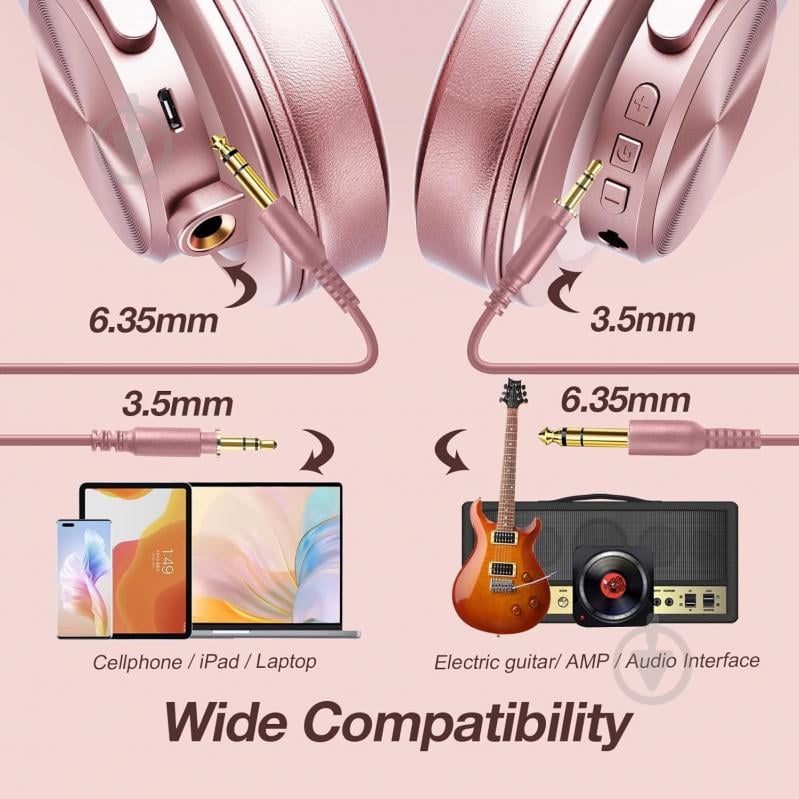 Bluetooth-гарнитура Oneodio Fusion (A70 Rose Gold) - фото 6 Bluetooth-гарнитура Oneodio Fusion (A70 Rose Gold) - фото 6