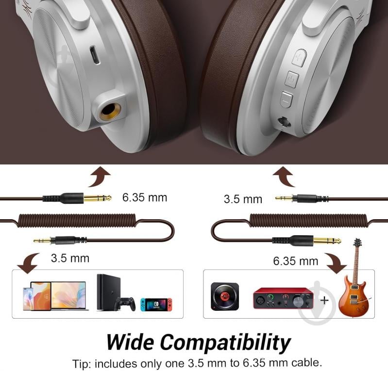 Bluetooth-гарнитура Oneodio Fusion (A70 Silver Brown) - фото 4
