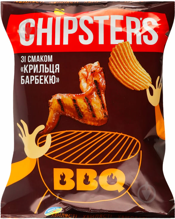 Чипси Chipsters хвилясті зі смаком Крильця барбекю 120 г - фото 1